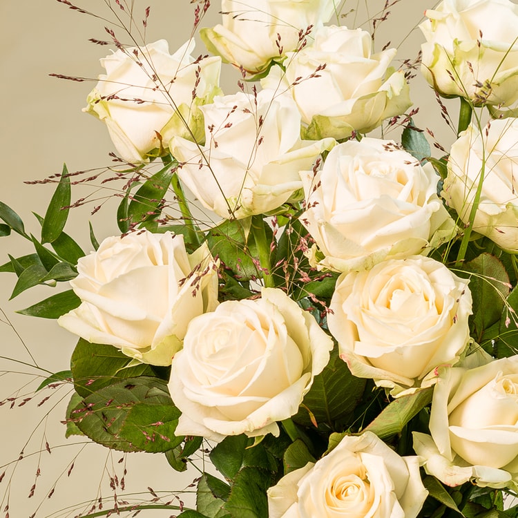 Witte rozen boeket hover